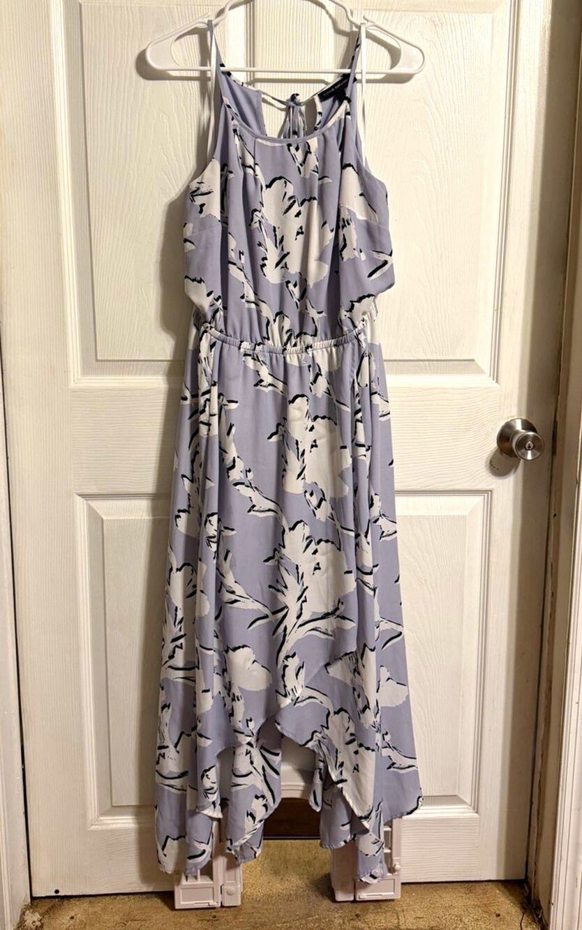 Midi Faux Wrap Dress 14 Floral Asymmetric High Low with Pockets